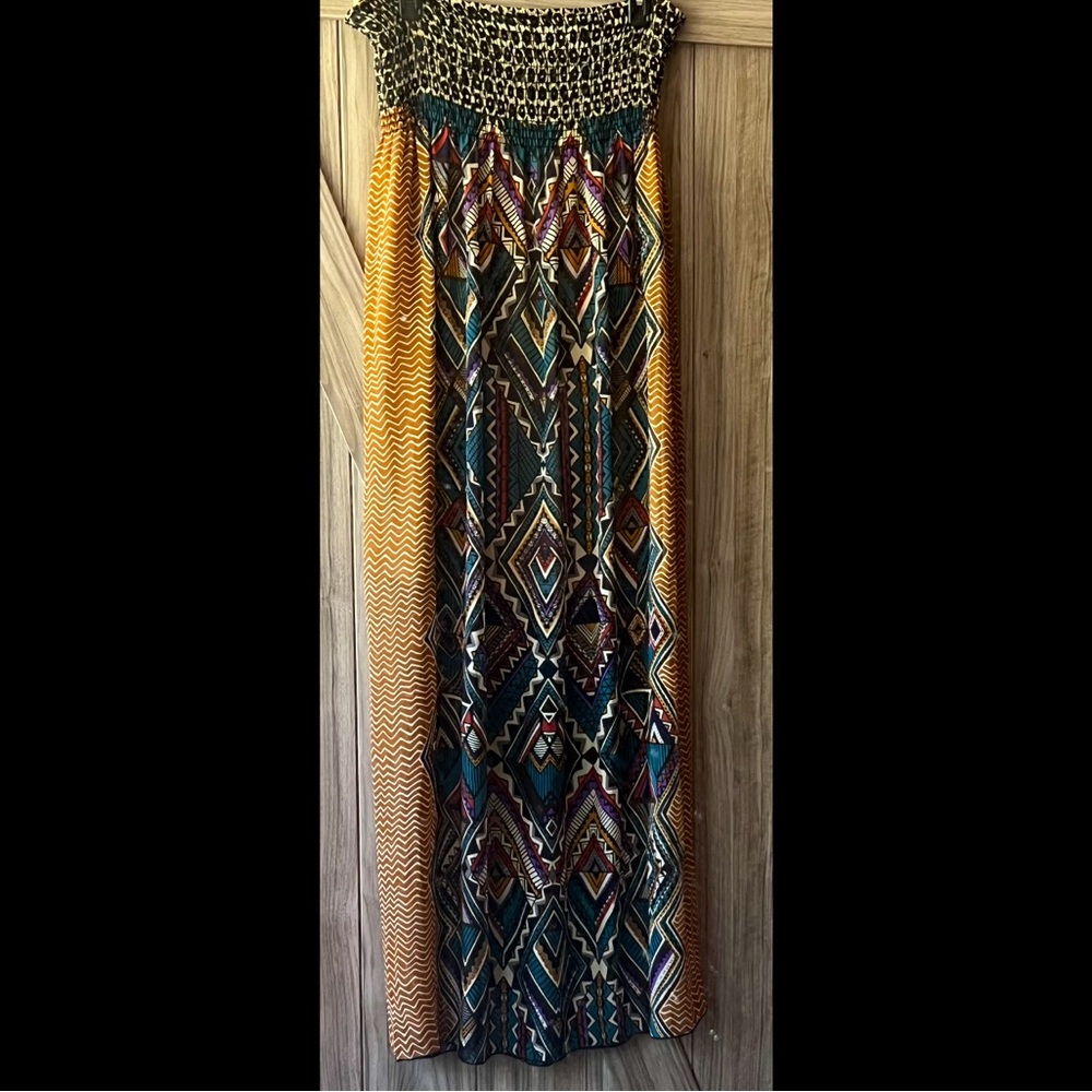 Mona B Maxi Dress Womens Size Lsrge Multicolor Sleeveless